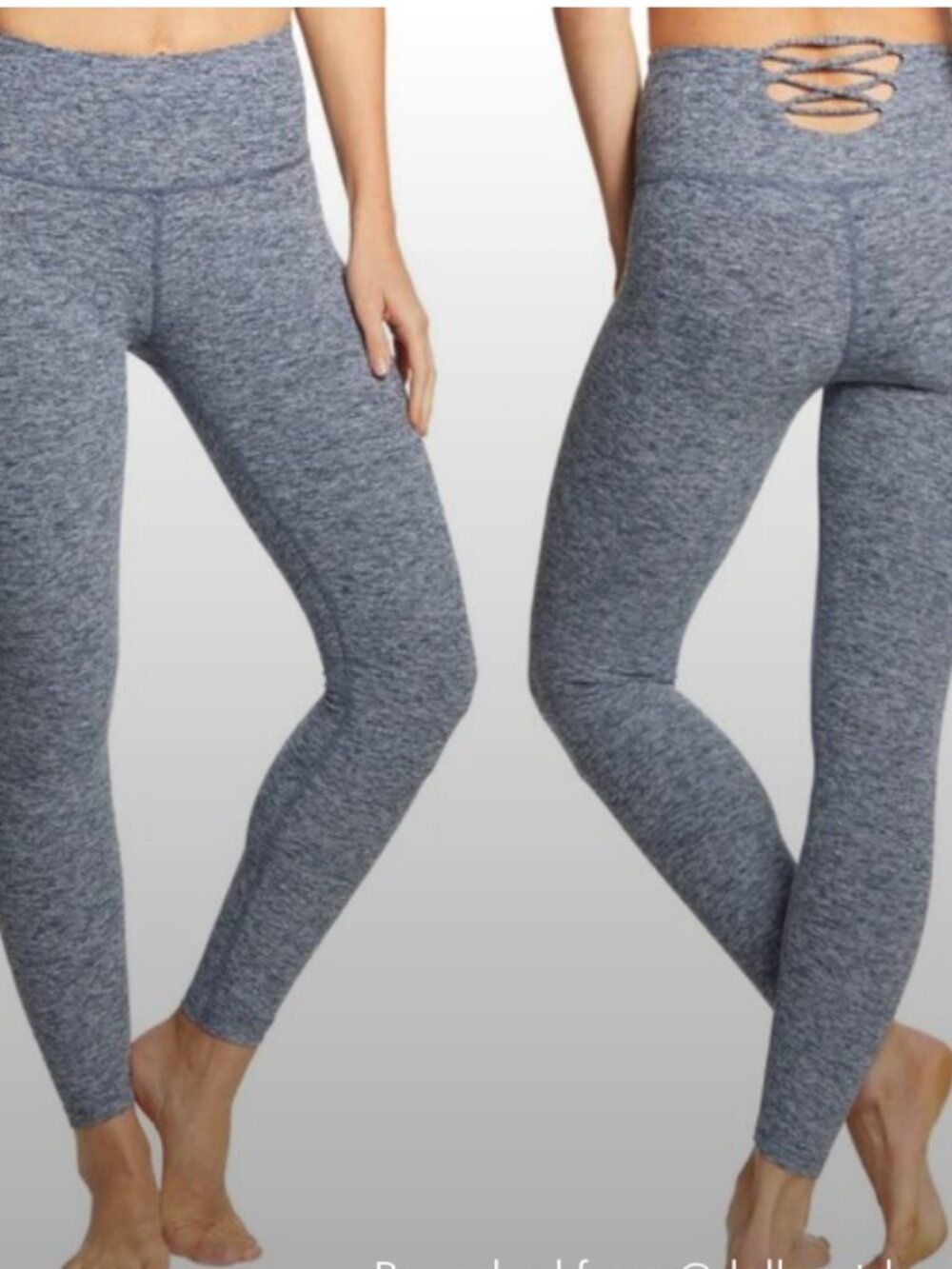 BEYOND YOGA 'Across The Strap' High Waist 7/8 Leggings | Navy Heather M